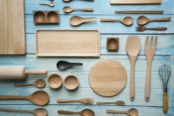 kitchen utensils for cooking on the wooden table, food prepare c - Foto, Imagen