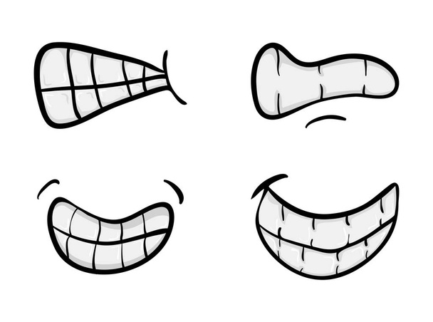 Kreslená ústa s zuby set vektor symbol ikony designu. Krásná - Vektor, obrázek