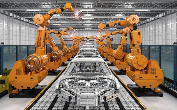 línea de montaje del robot en fábrica de automóviles
 - Foto, imagen
