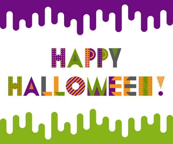 HAPPY HALLOWEEN. Trendy geometric font in memphis style of 80s-90s. Inscription isolated on white background. - Vektor, kép