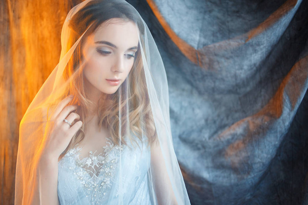 tender bride under the veil - Foto, Imagem