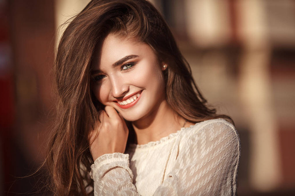 Young pretty woman with natural beauty smilling at camera. Youth - Photo, Image