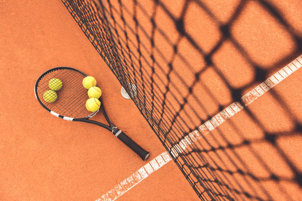 Professional racquet locating on court - 写真・画像