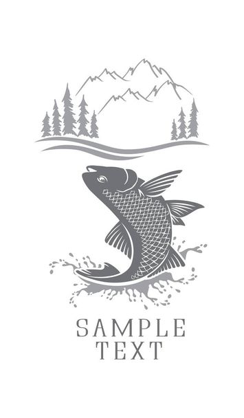 salmon fishing icon - Vector, Image