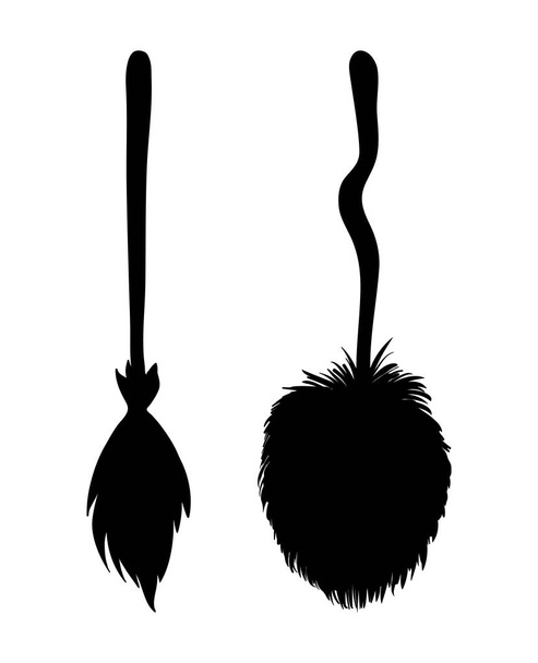 witch broom silhouette cartoon vector symbol icon design. Beauti - Vector, Image