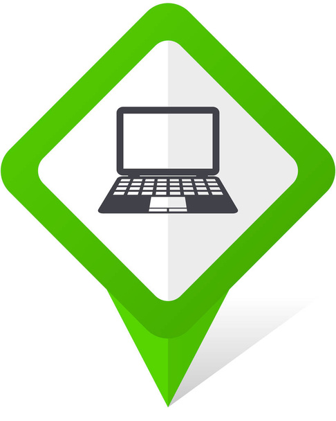 Computer green square pointer vector icon in eps 10 on white background with shadow. - Вектор,изображение