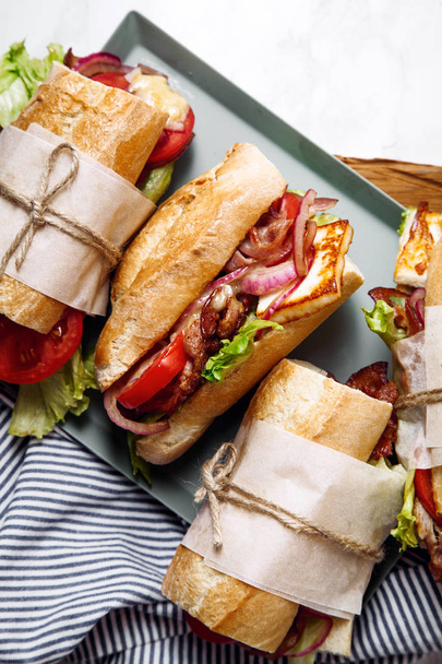 Bahn-mi styled baguette sandwich - Photo, image