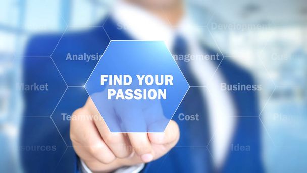 Find Your Passion, Businessman работает над графическим интерфейсом, Motion Graphics
 - Фото, изображение