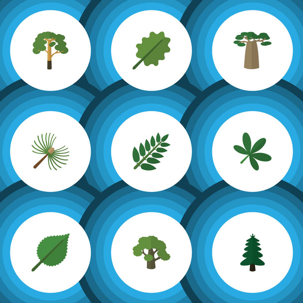 Flat Icon Ecology Set Of Rosemary, Tree, Wood And Other Vector Objects. Also Includes Maple, Linden, Leaves Elements. - Wektor, obraz