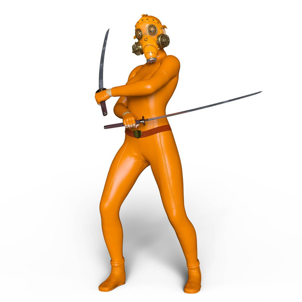 3D CG rendering of a super woman fencer - Φωτογραφία, εικόνα