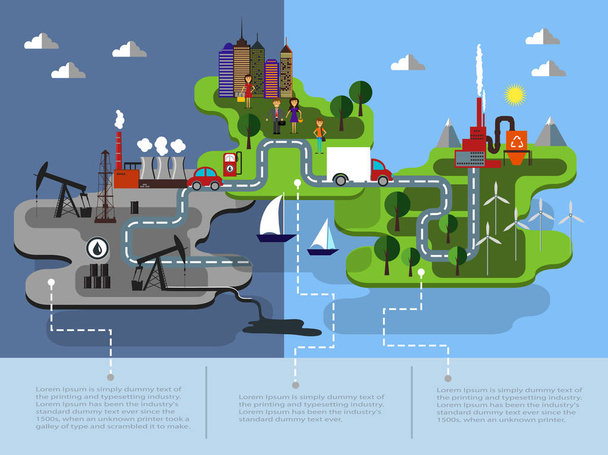 Eco islands Illustration of green energy - Vector, imagen