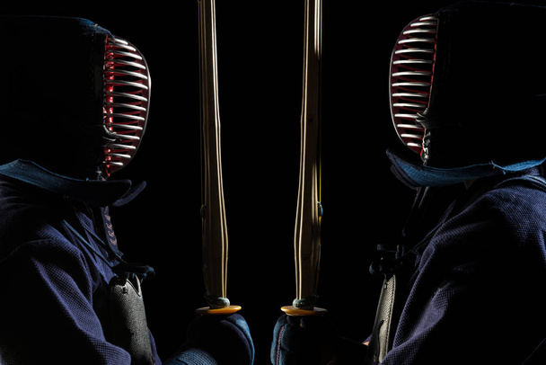 male in tradition kendo armor with sword. - Foto, imagen