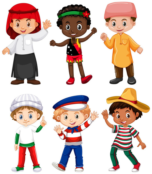 Different nationalities of boys - Vector, Image