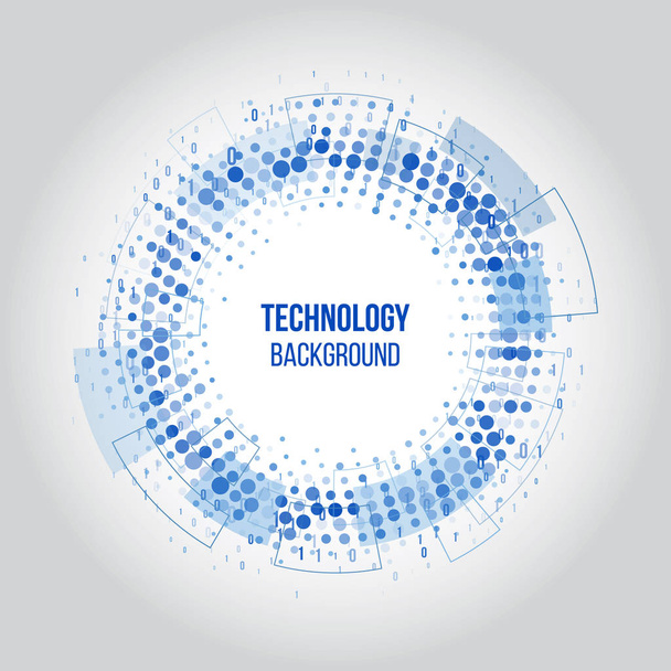 Abstract technology circles with dots and binary code. - Vector, imagen