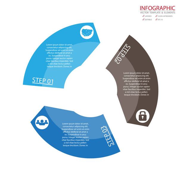 Φορέα κύκλο βέλη infographics που. Πρότυπο για το διάγραμμα, ένα παιχνίδι - Διάνυσμα, εικόνα