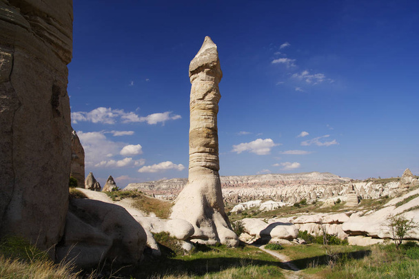 Rock formations in the Love valley near the Goreme. Cappadocia - Zdjęcie, obraz