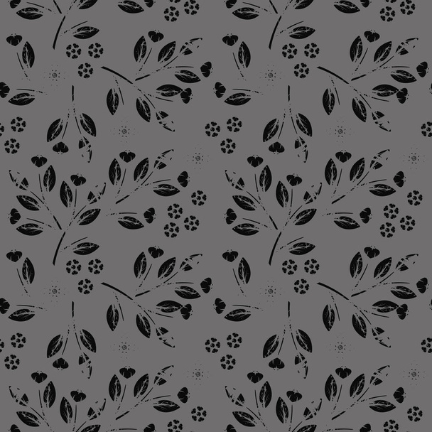 Elegante patrón sin costuras con hojas y flores aisladas en género
 - Vector, imagen