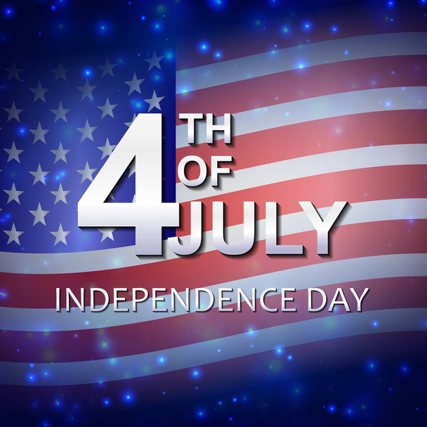 7 月 4 日。アメリカの独立記念日。お祝い。花火。はがき、チラシのテンプレートです。フラグ. - ベクター画像