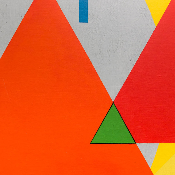 Abstract Painting Art with Geometric Shapes: Colorful Triangles - Photo, Image