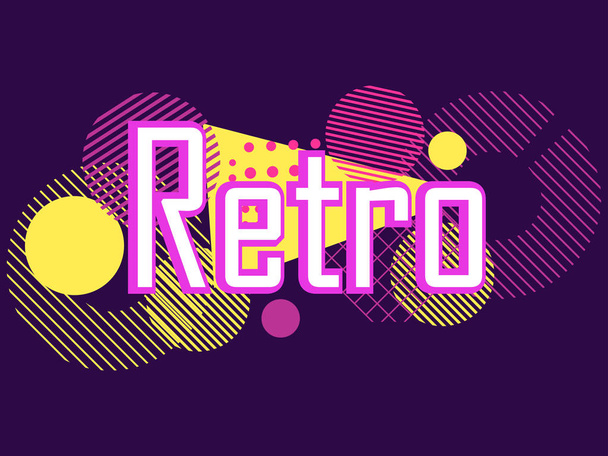 Memphis style banner. Design greeting card in the style of 80s. Geometric elements retro. Vector illustration - ベクター画像