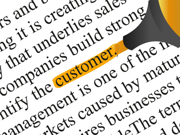 Beyaz Kağıt arka plan üzerinde müşteri, hedef, pazarlama, müşteri, hizmeti, strateji, işletme müşteri için bir metafor olarak portakal marker ile izole yüksek çözünürlüklü kavramı kavramsal soyut siyah metin - Fotoğraf, Görsel
