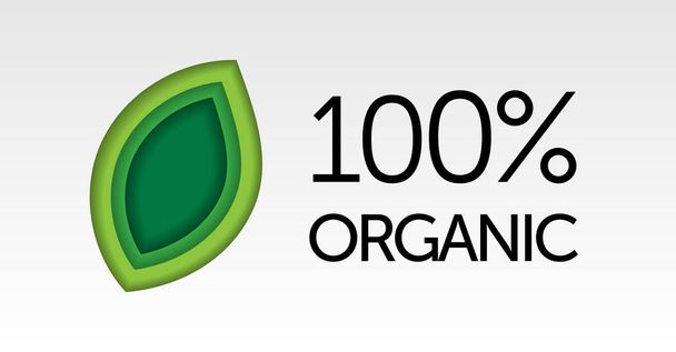 100% organic logo design - Vector, Imagen