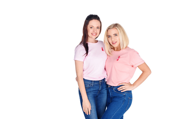 young women in pink t-shirts - Foto, afbeelding