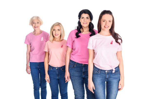 women in pink t-shirts with ribbons - Φωτογραφία, εικόνα