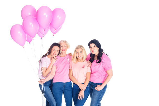 Mujeres con globos rosados
  - Foto, Imagen