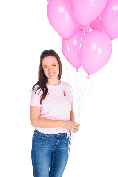 young woman with pink balloons  - Photo, Image