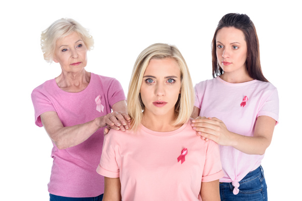 women in pink t-shirts with ribbons - Foto, Imagem