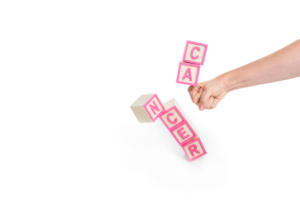 кулак ломает кубики со словом рак
 - Фото, изображение