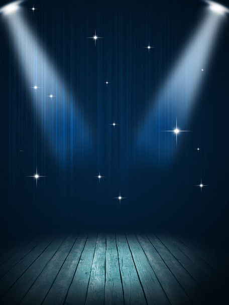 Stage Spotlight Blue Background - Photo, Image