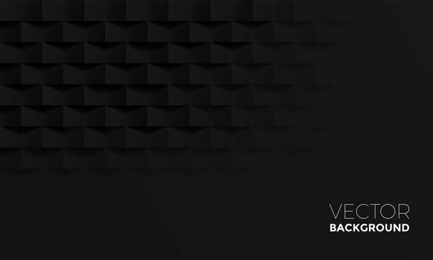 Abstract black background with brick shadow texture. Vector geometric interior design backdrop - Vektor, kép