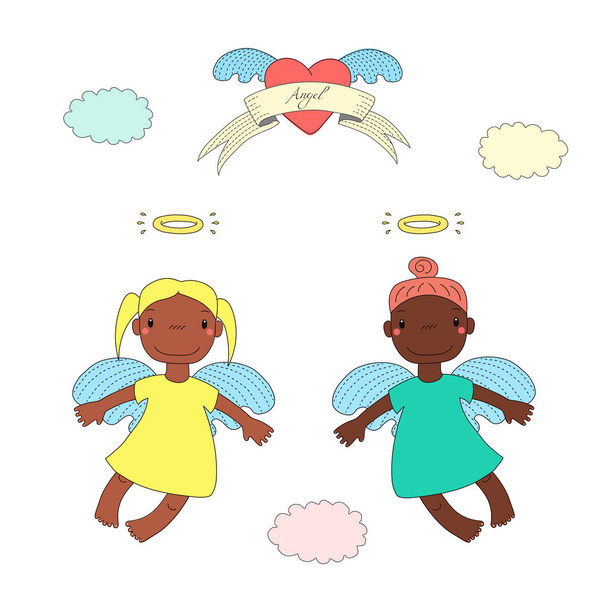 Cute angels illustration - Vector, Image