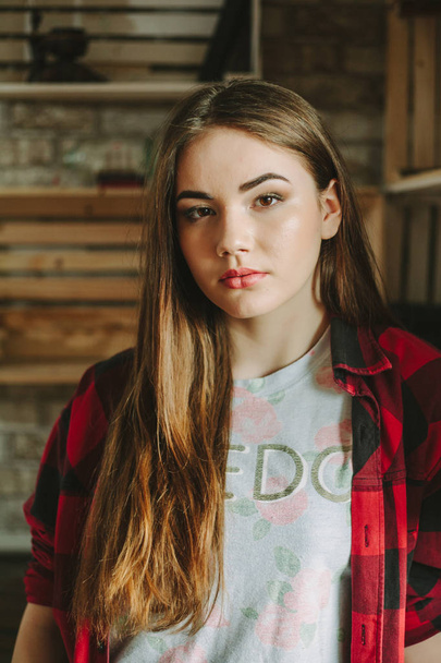 Portrait of a young hipsters girl . - Photo, image