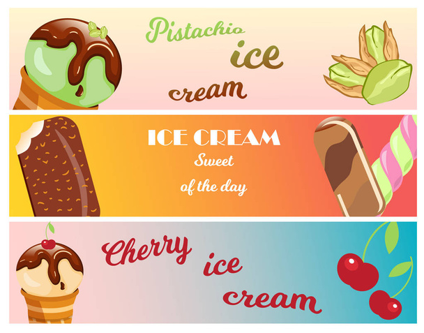 Raccolta di banner gelato dolce dessert freddo cibo vettoriale illustrazioni
. - Vettoriali, immagini