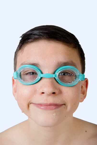 Young teenage caucasian boy wearing swimwear - Фото, изображение