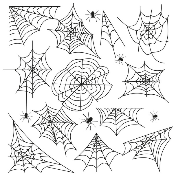 蜘蛛の巣スパイダー web ハロウィーン黒ベクターに設定 - ベクター画像