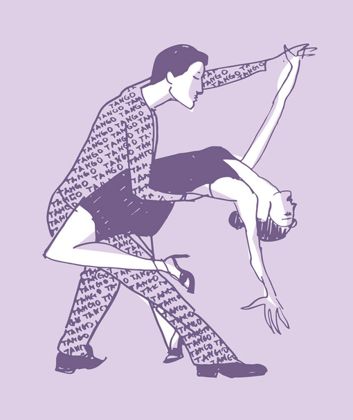 Танцовщицы танго ручной работы. Латинский танец
 - Вектор,изображение