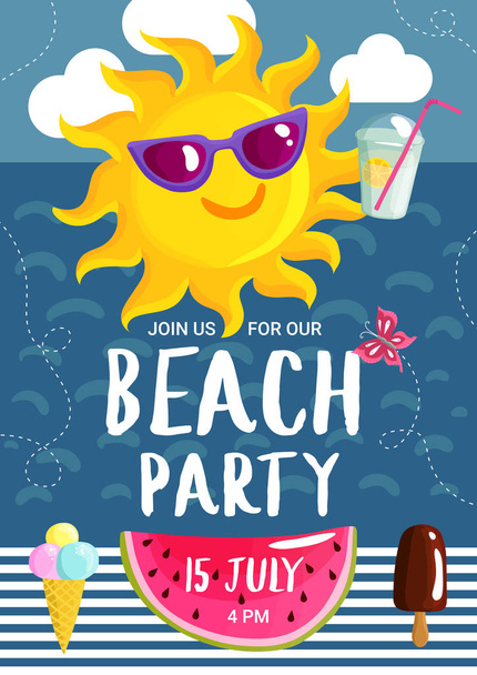 夏のビーチ パーティーのポスター - ベクター画像