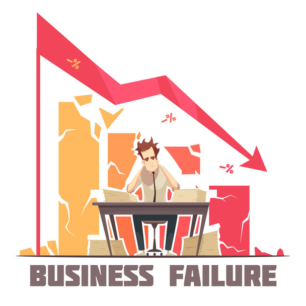 Obchodní neúspěch Retro kreslený plakát    - Vektor, obrázek