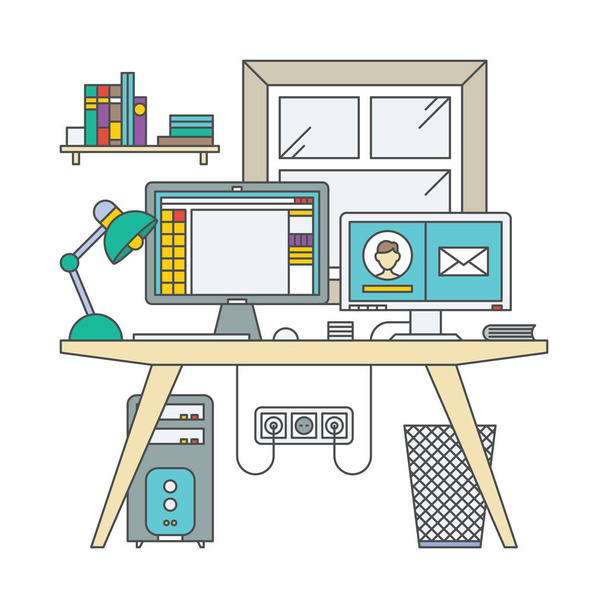 Workplace color illustration - Vector, Image