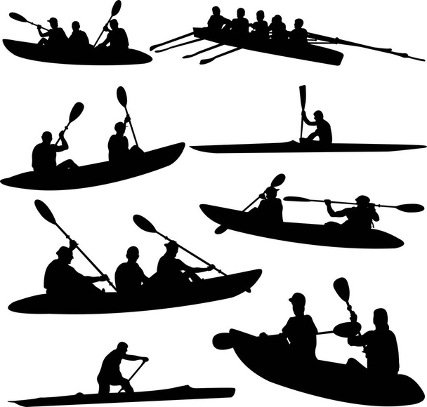 rowing collection silhouettes - vector - Vector, Image