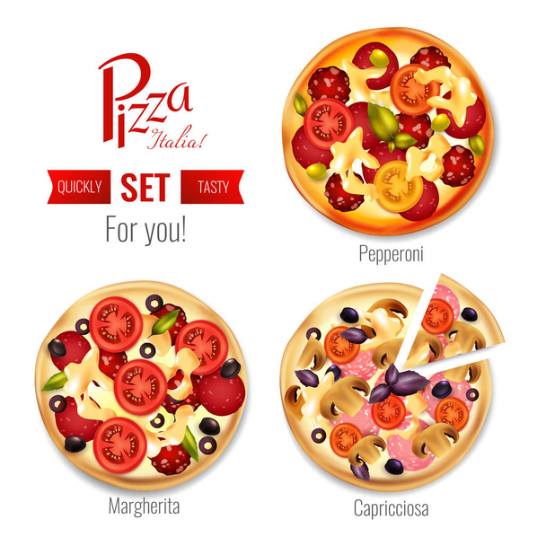 Pizza en surtido conjunto
 - Vector, Imagen