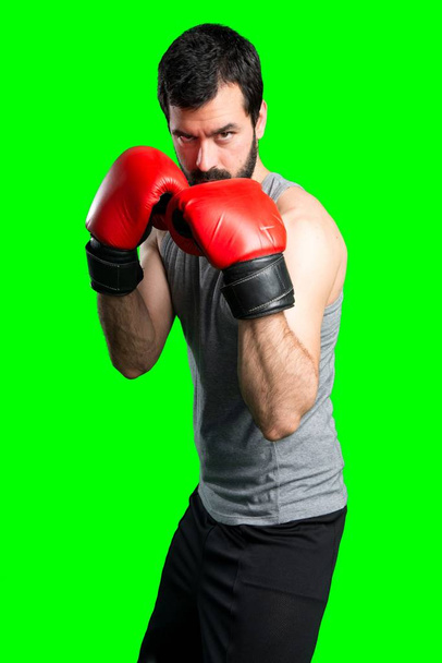 sportman με γάντια του μποξ - Φωτογραφία, εικόνα