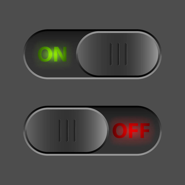 Black On-Off switch UI button vector template. - Вектор,изображение