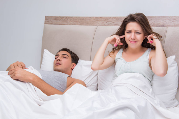 Woman having trouble with husband snoring - Photo, Image