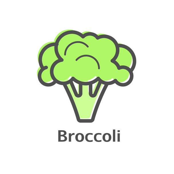 Ícone de vetor de linha fina de brócolis. Estilo linear vegetal de couve-flor isolado para menu, rótulo, logotipo. Sinal de comida vegetariana simples
 - Vetor, Imagem