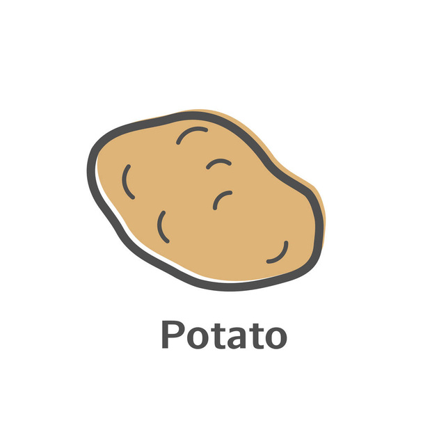 Patates ince çizgi vektör simgesi. Sebze doğrusal stil menü, etiket, logo için izole. Basit Vejetaryen Gıda işareti - Vektör, Görsel